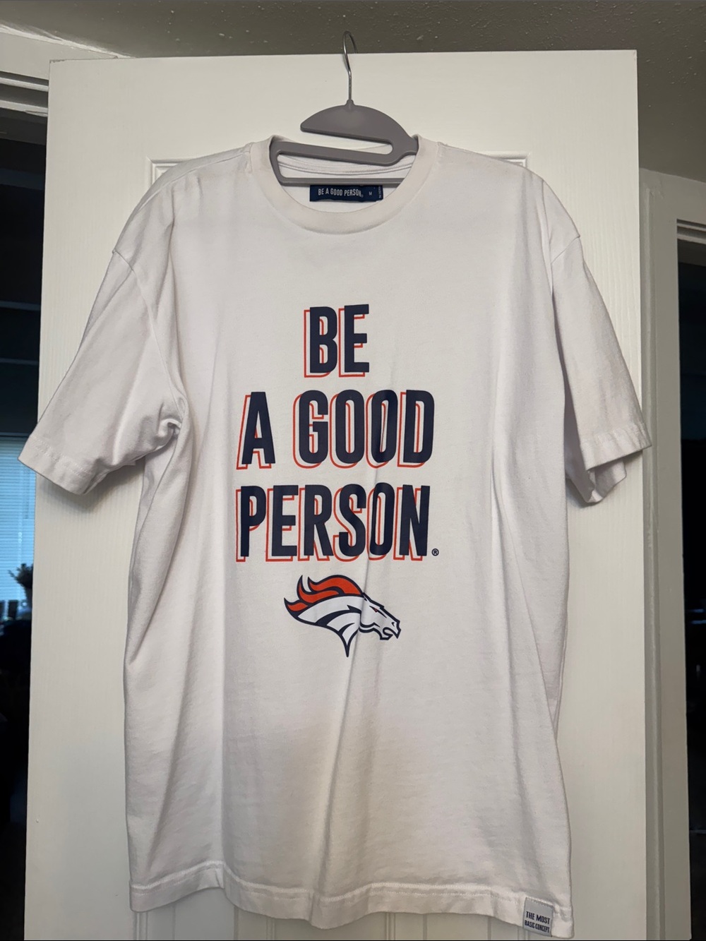 BE A GOOD PERSON White Denver Broncos Short-Sleeve Tee